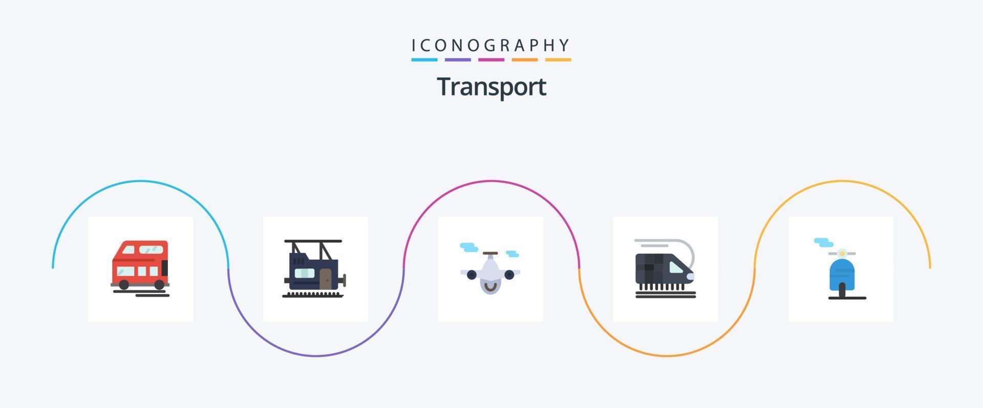 Transport Flat 5 Icon Pack inklusive . Roller. Flugzeug. Motor. Transport vektor