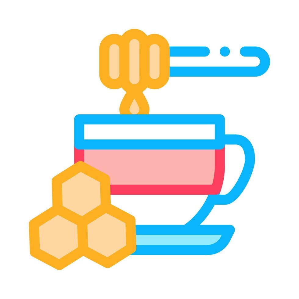 Lägg till honung till kopp av te ikon vektor översikt illustration