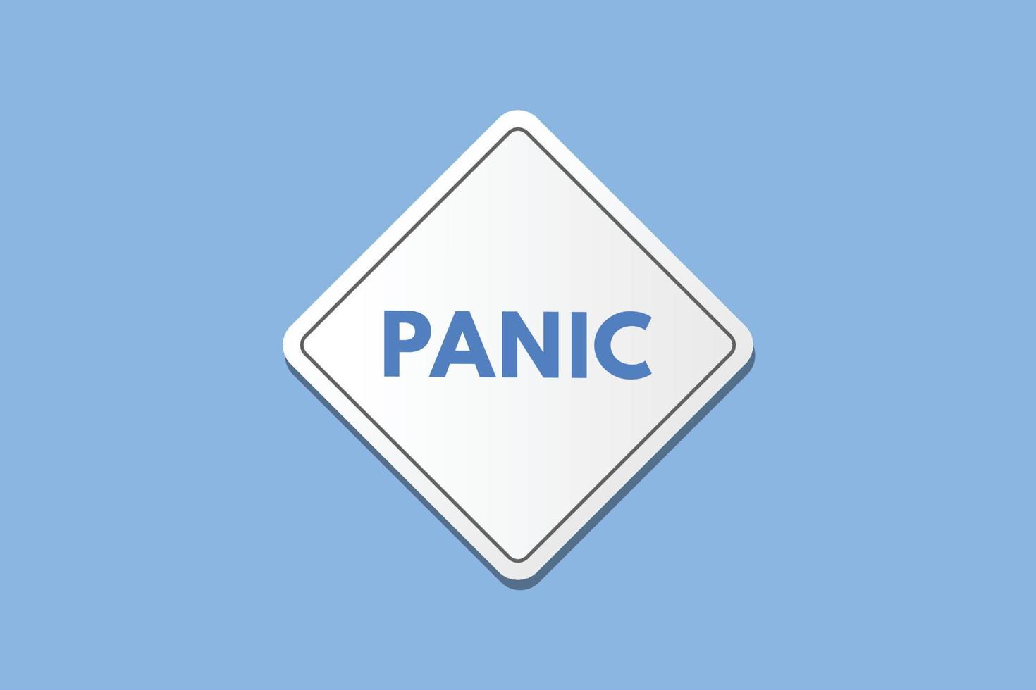 Panik-Text-Schaltfläche. Panik-Schild-Symbol-Aufkleber-Web-Schaltflächen vektor