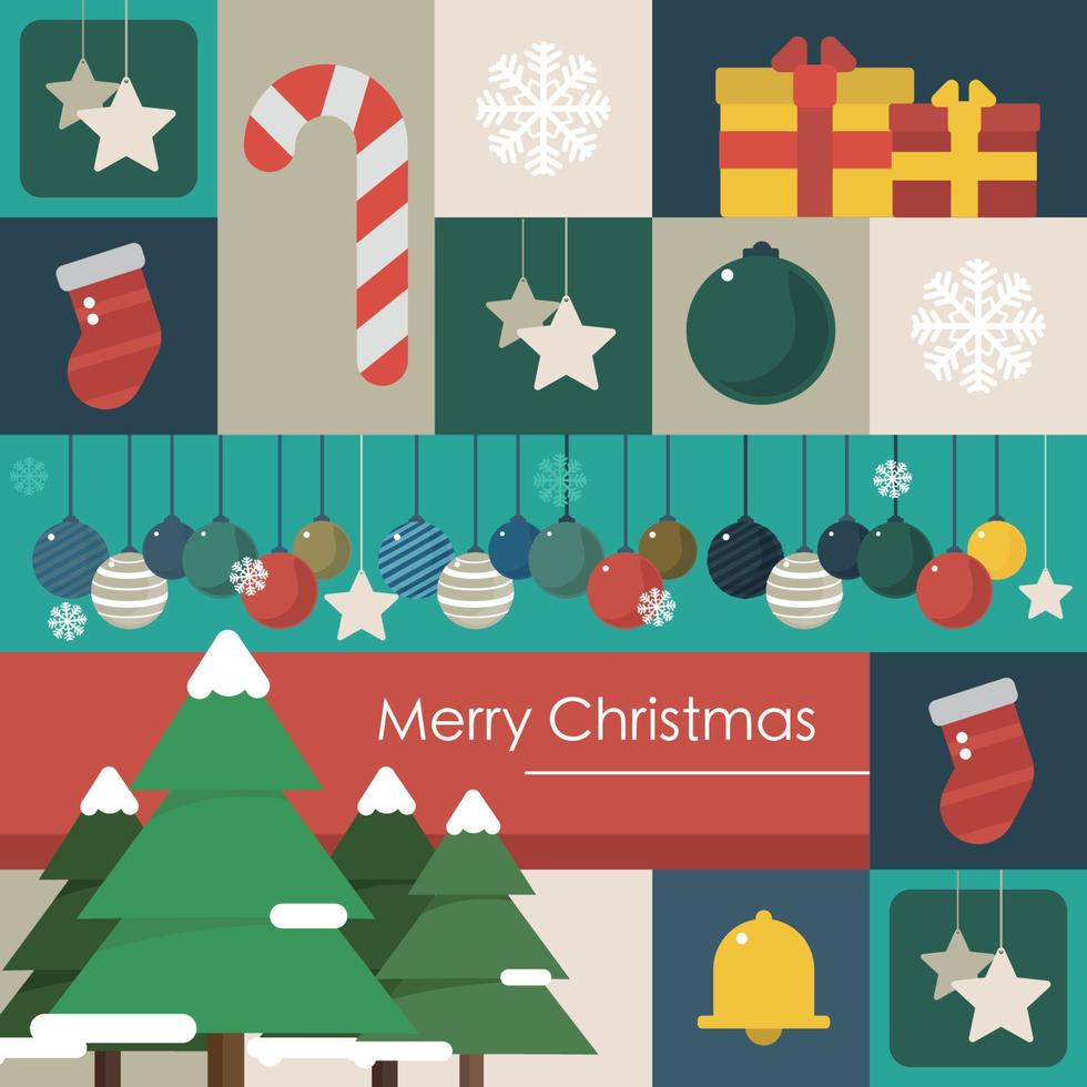 winter schnee weihnachten symbol .gifts.christmas tree.candy canes.bells.christmas strümpfe vektor-illustration. vektor