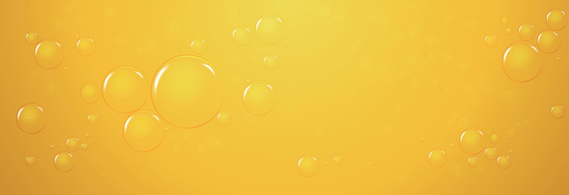 goldene, gelbe öltropfen, blasen limonade. Vektorillustration auf transparentem Hintergrund vektor