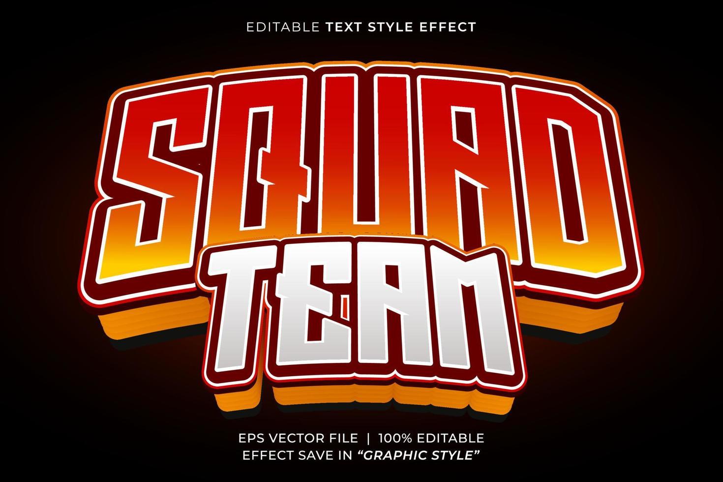 Squad Team Esport 3D bearbeitbare Texteffektvorlage vektor