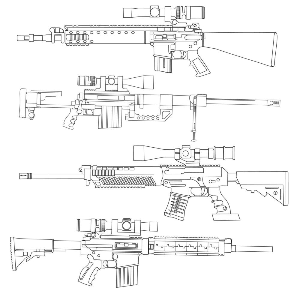 Maschinengewehr Strichzeichnungen vektor