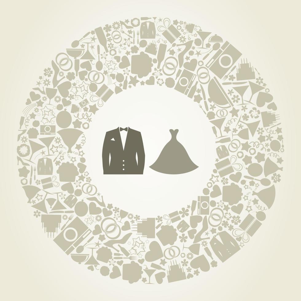 bröllop klänning och hjärta. en vektor illustration
