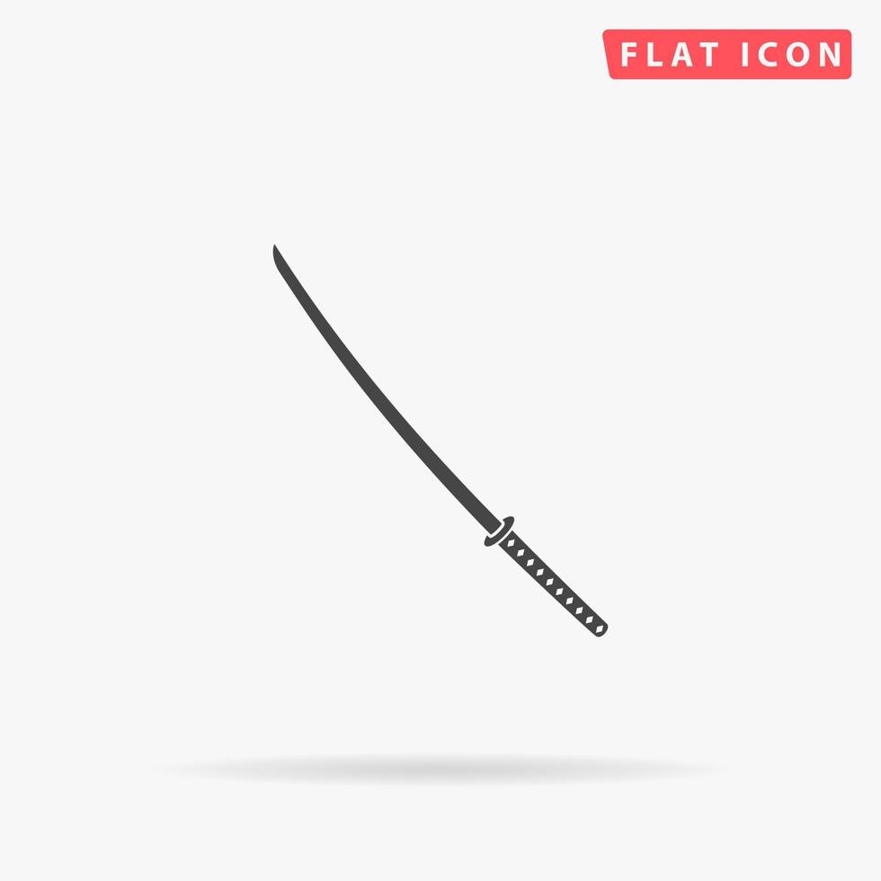 Japanische Katana-Klinge, flaches Vektorsymbol für Samurai-Schwert. handgezeichnete designillustrationen. vektor