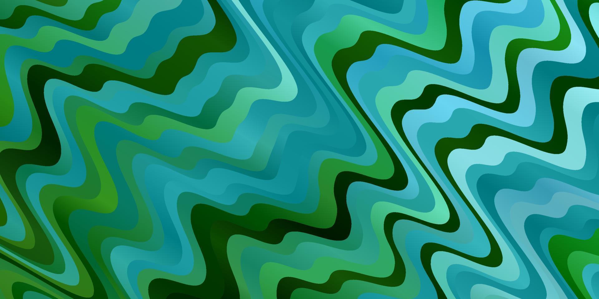 hellblauer, grüner Vektorhintergrund mit gekrümmten Linien. vektor