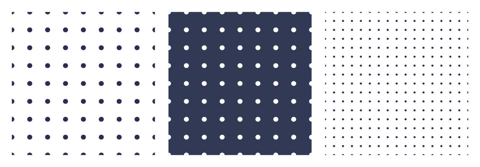 uppsättning av polka prickar eller kula tidning textur. sömlös svartvit mönster. prickad bakgrund. mjuk abstrakt geometrisk mönster. vektor