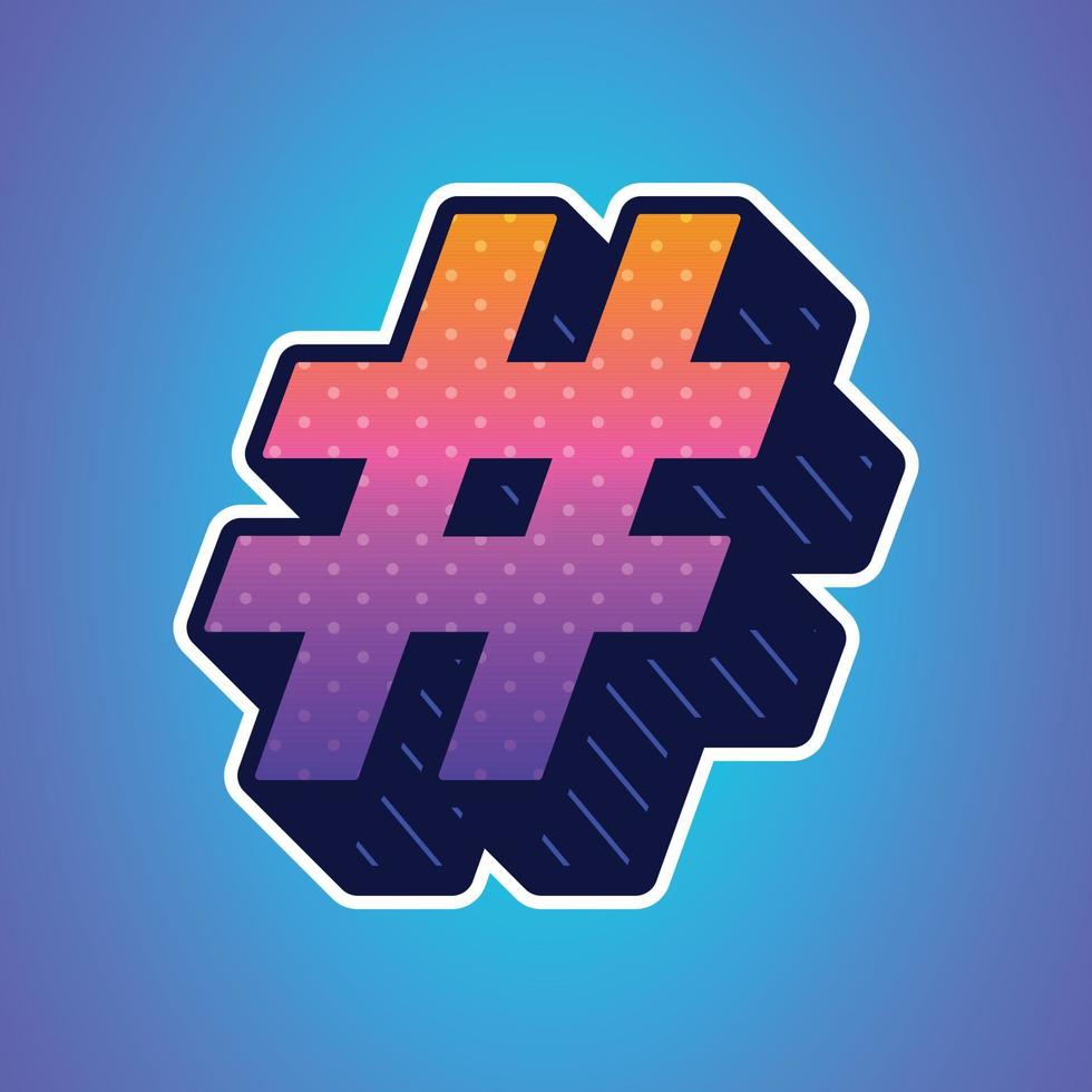 3D-Darstellung des Hashtags vektor