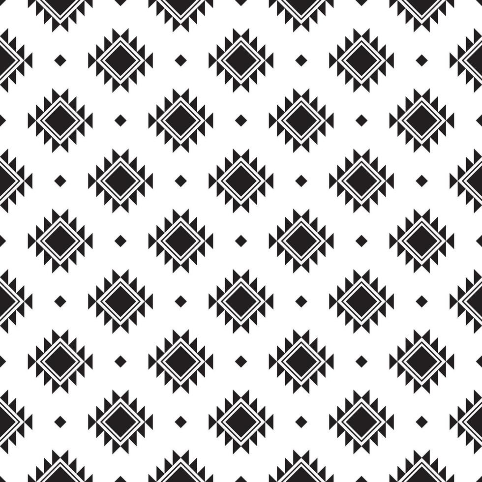 ikat quadratisches nahtloses muster. geometrisches ethnisches Musterdesign. schwarz-weißes Stoffmusterdesign. Vektor-Illustration. vektor