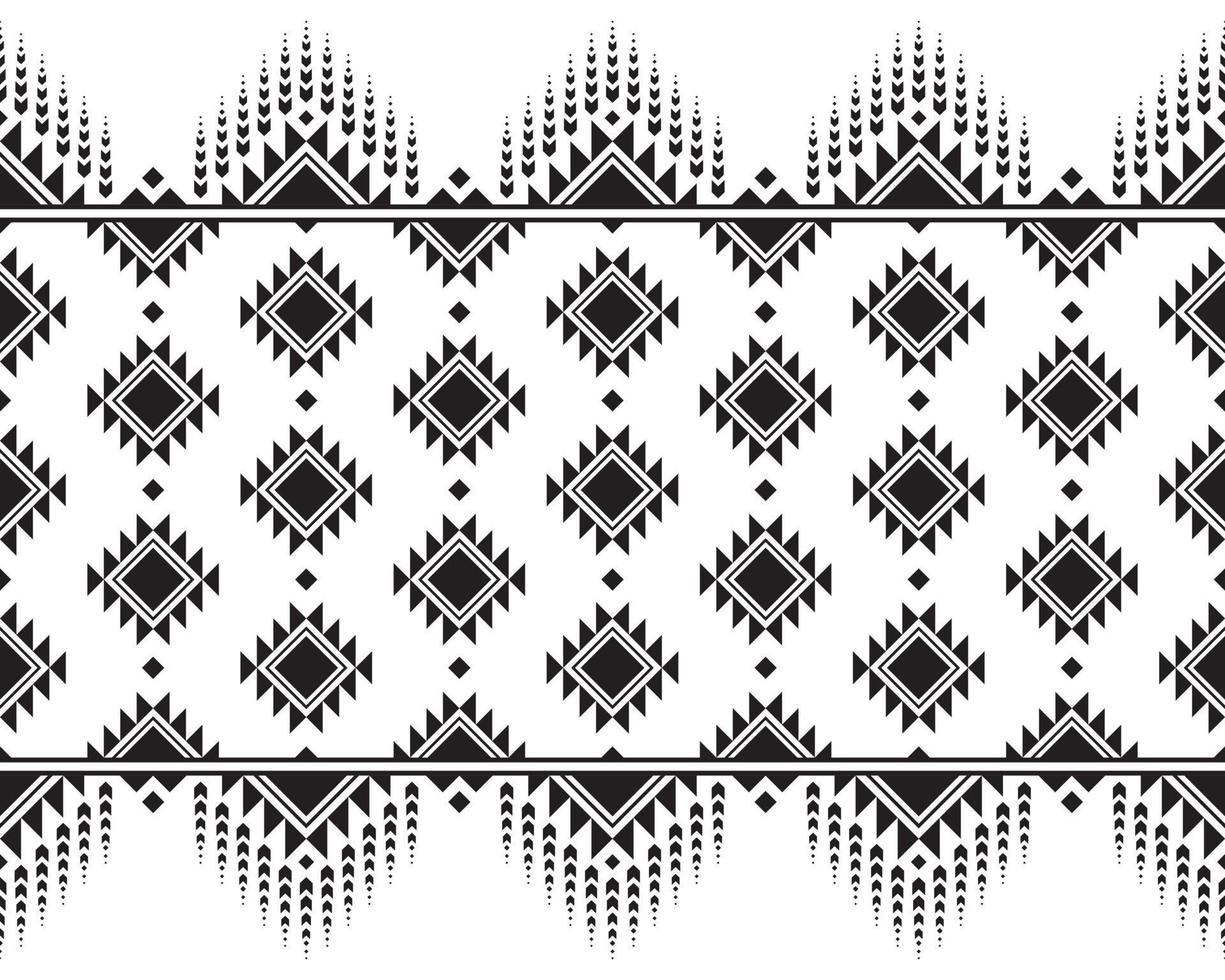 Ikat horizontales nahtloses Muster. geometrisches ethnisches Musterdesign. schwarz-weißes Stoffmusterdesign. Vektor-Illustration. vektor