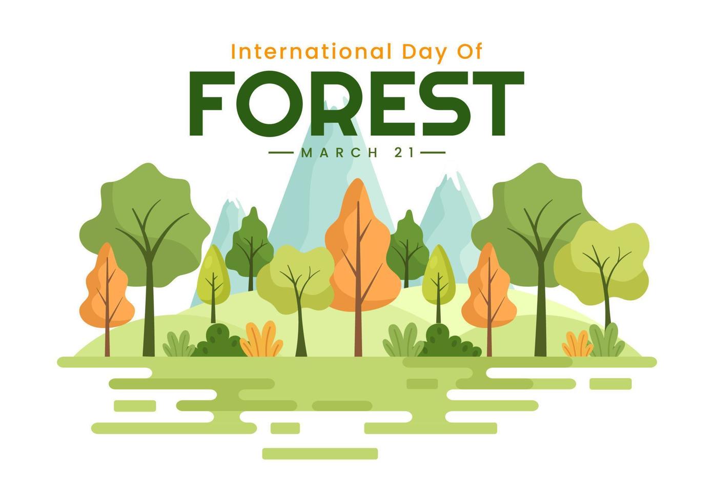 värld skogsbruk dag på Mars 21:e illustration till utbilda, kärlek och skydda de skog i platt tecknad serie hand dragen landning sida mallar vektor
