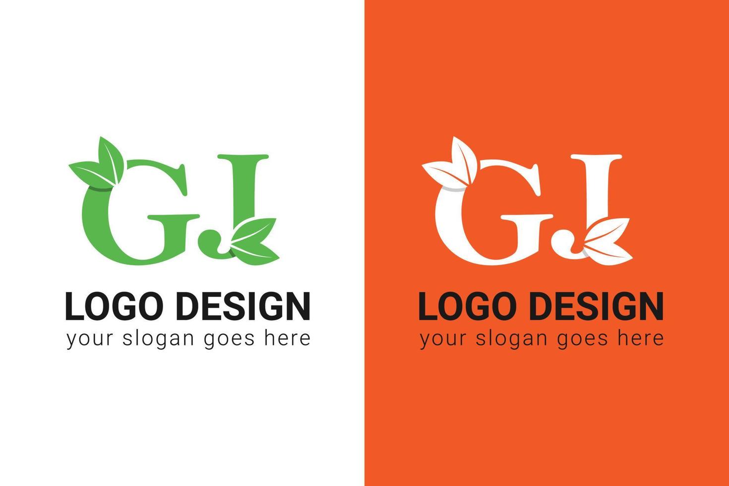 Ökologie gj Buchstaben Logo mit grünem Blatt. gj buchstaben öko-logo mit blatt. Vektorschrift für Naturplakate, umweltfreundliches Emblem, vegane Identität, Kräuter- und botanische Karten usw. vektor