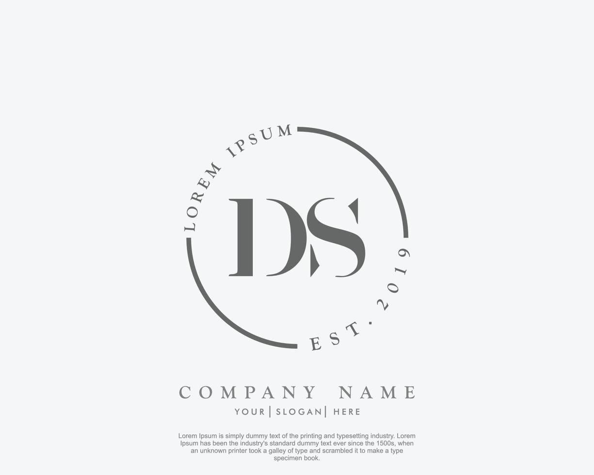 första ds feminin logotyp skönhet monogram och elegant logotyp design, handstil logotyp av första signatur, bröllop, mode, blommig och botanisk med kreativ mall vektor