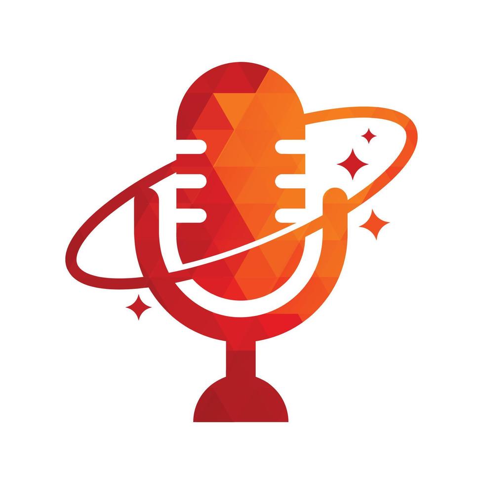 Podcast-Planet-Vektor-Logo-Design. kreatives Raum-Podcast-Logo-Design. vektor