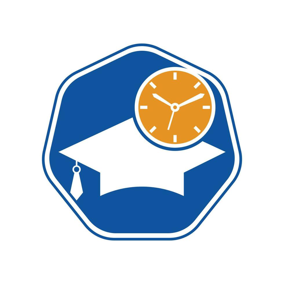 Studienzeit-Vektor-Logo-Design. Abschlusshut mit Uhr-Icon-Design vektor