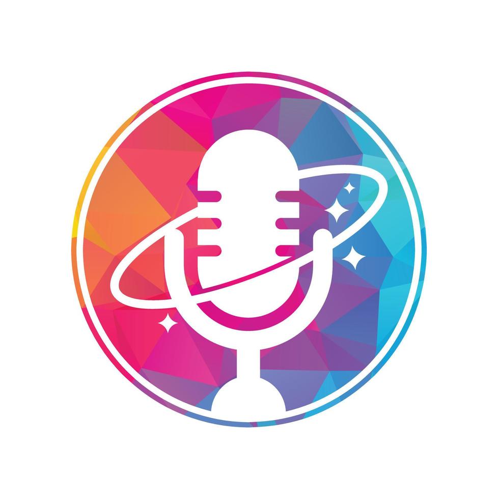 Podcast-Planet-Vektor-Logo-Design. kreatives Raum-Podcast-Logo-Design. vektor