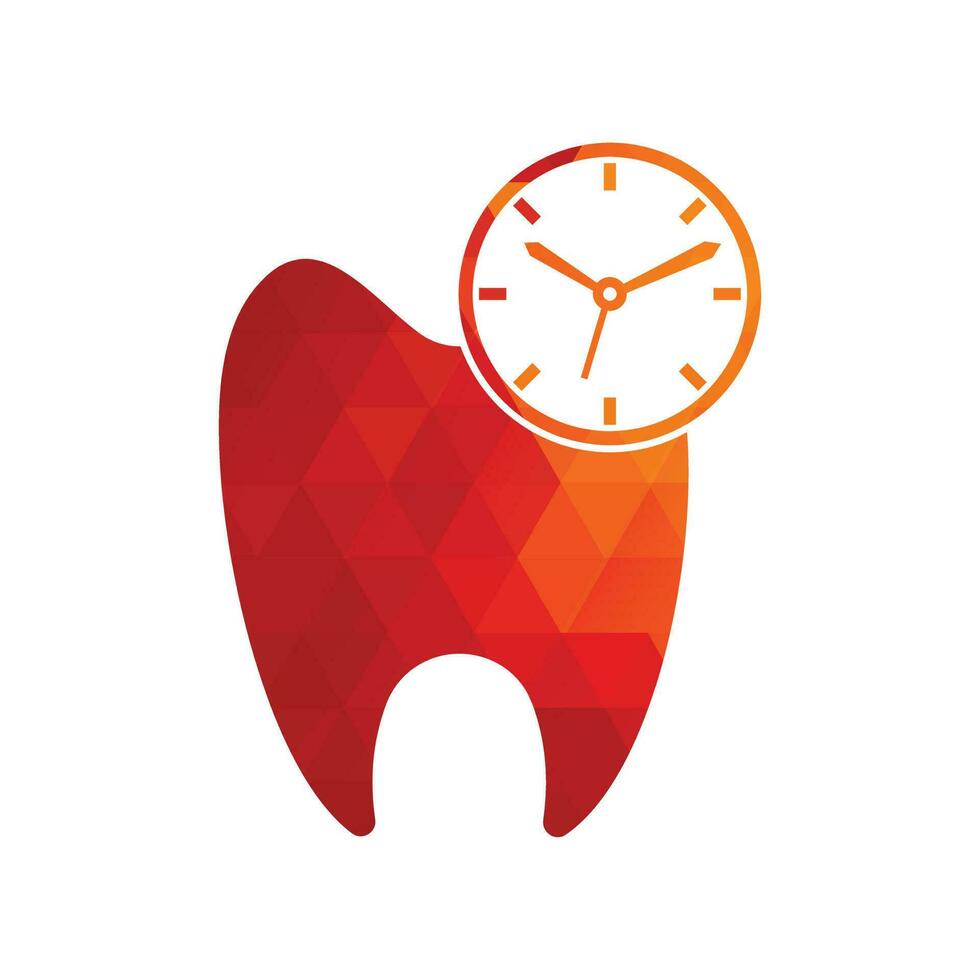 dental tid vektor logotyp design mall. mänsklig tand och klocka ikon design.