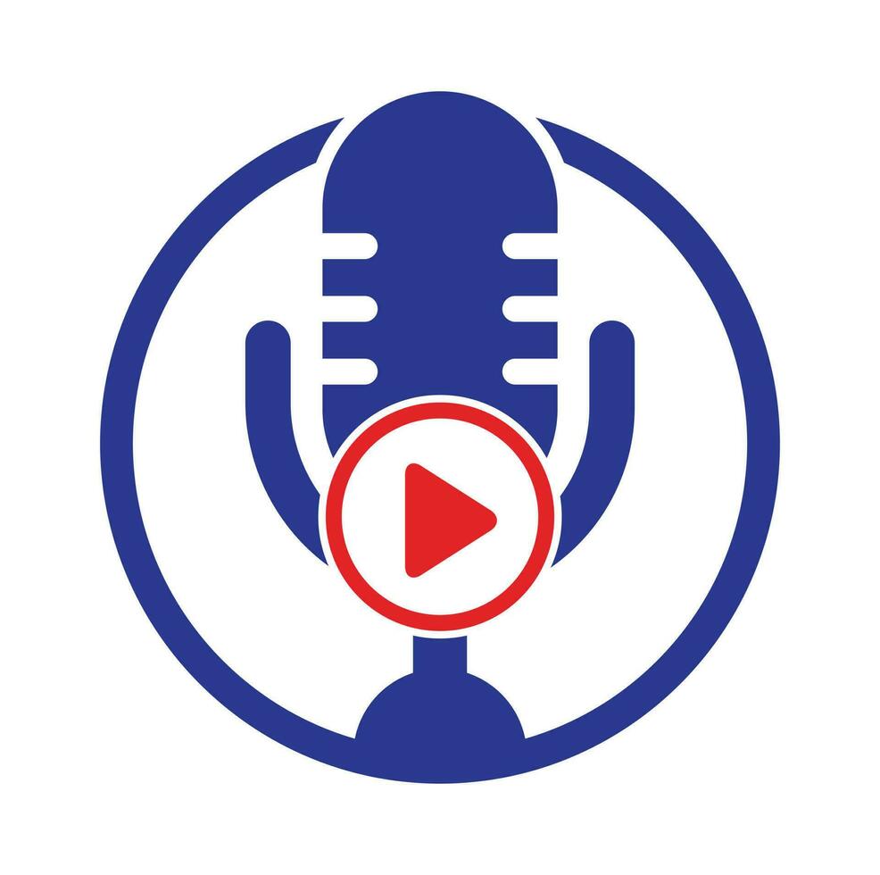 Video-Play-Podcast-Logo-Vorlagendesign. Podcast-Kanal oder Radio-Logo-Design. vektor