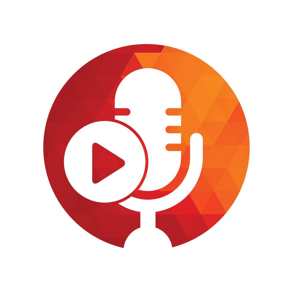 Video-Play-Podcast-Logo-Vorlagendesign. Podcast-Kanal oder Radio-Logo-Design. vektor