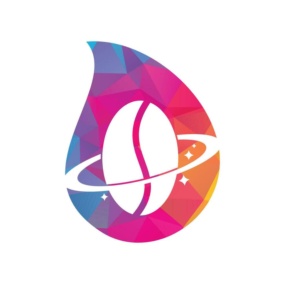 Kaffee-Planeten-Tropfenform-Konzept-Logo-Vektor-Design. vektor
