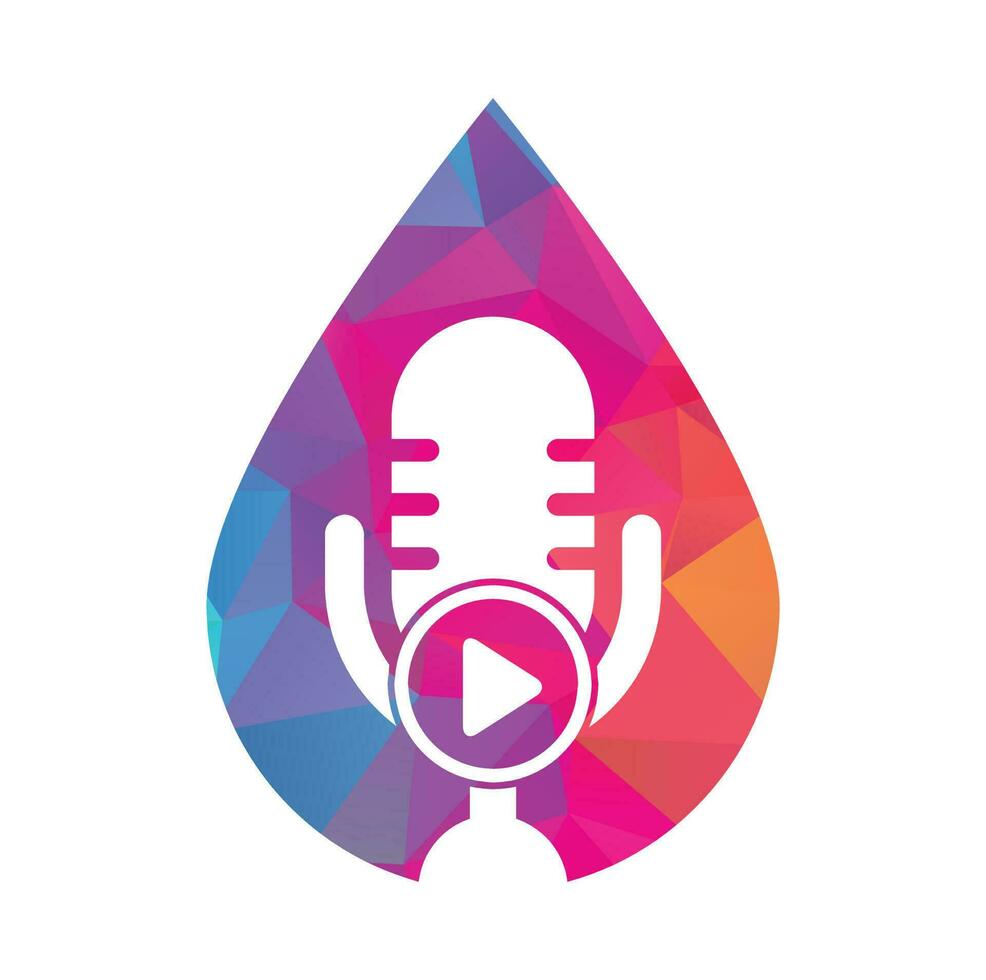Video-Play-Podcast-Logo-Vorlagendesign. Podcast-Kanal oder Radio-Logo-Design. vektor