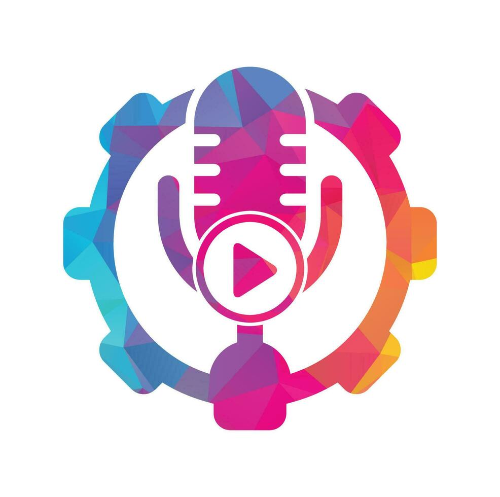 Video-Play-Podcast-Logo-Vorlagendesign. Podcast-Kanal oder Radio-Logo-Design. vektor