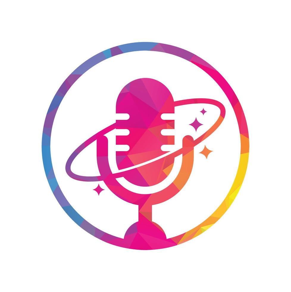 Podcast-Planet-Vektor-Logo-Design. kreatives Raum-Podcast-Logo-Design. vektor