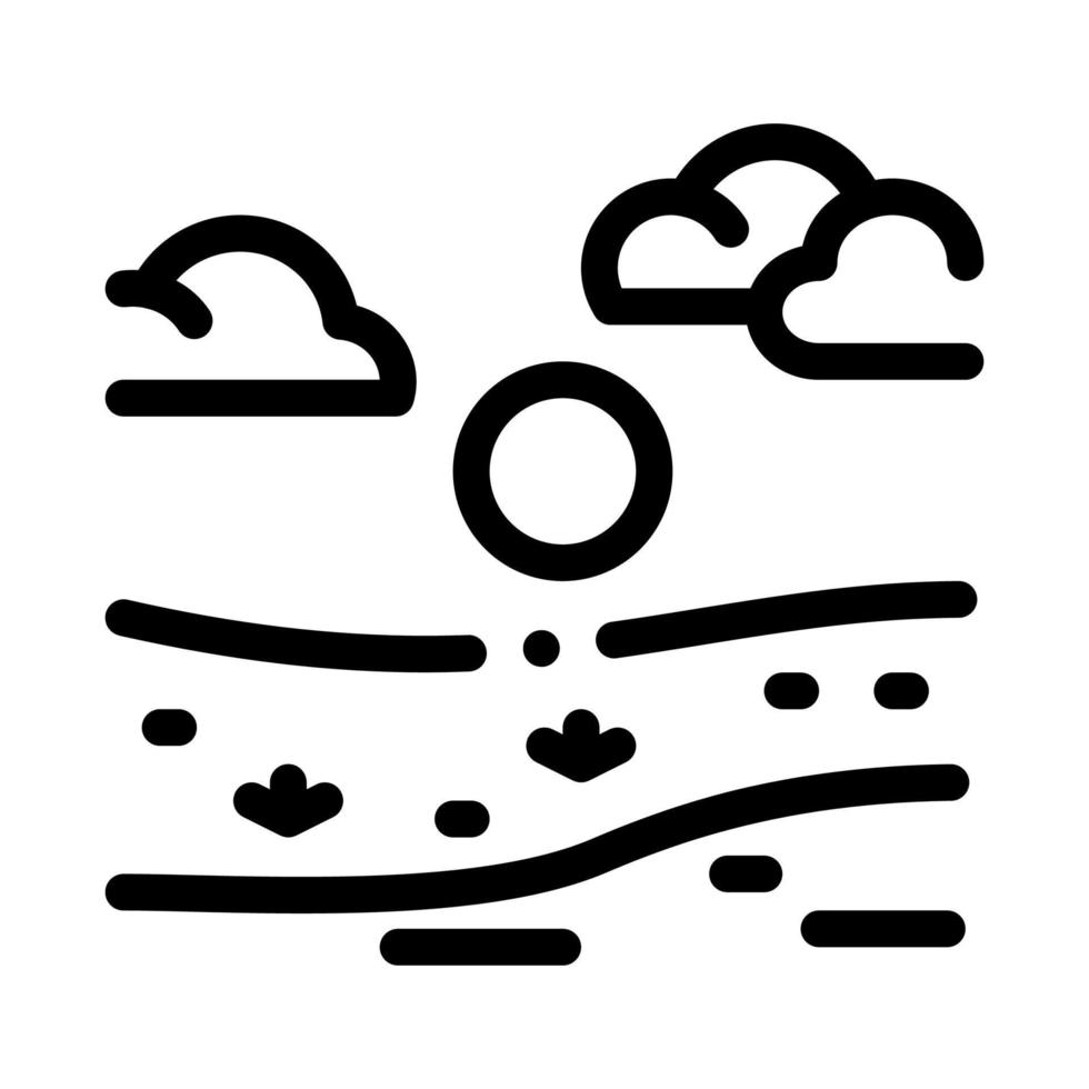 Flusslandschaft bei sonnigem Wetter Symbol Vektor Umriss Illustration