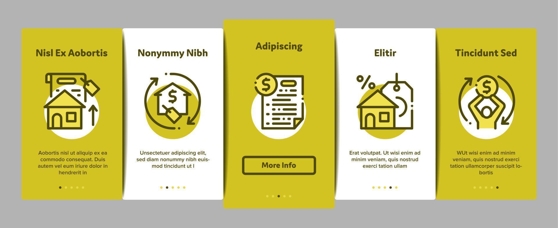 refinansiera finansiell onboarding element ikoner uppsättning vektor