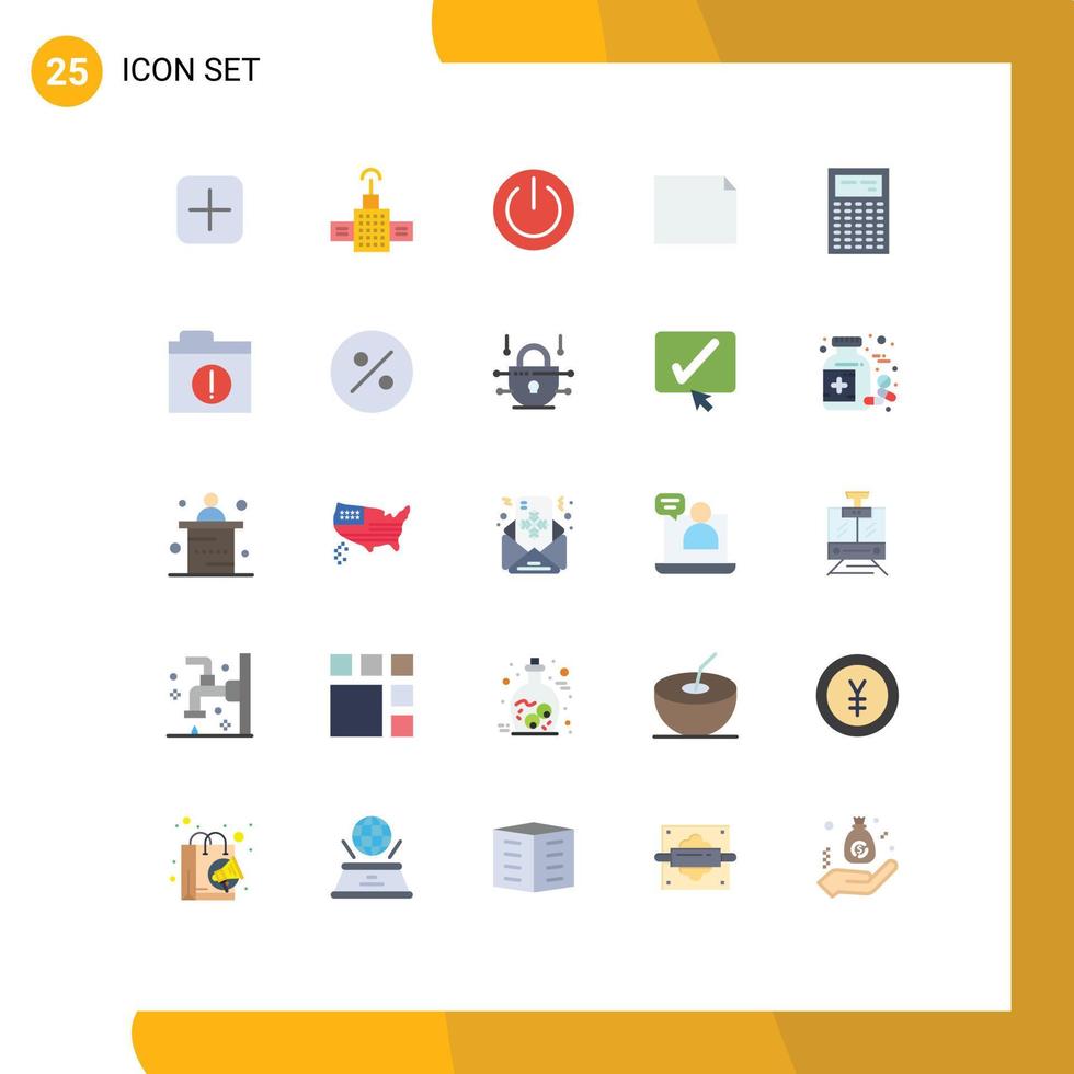 piktogram uppsättning av 25 enkel platt färger av enhet Beräkna av landskap dokumentera redigerbar vektor design element