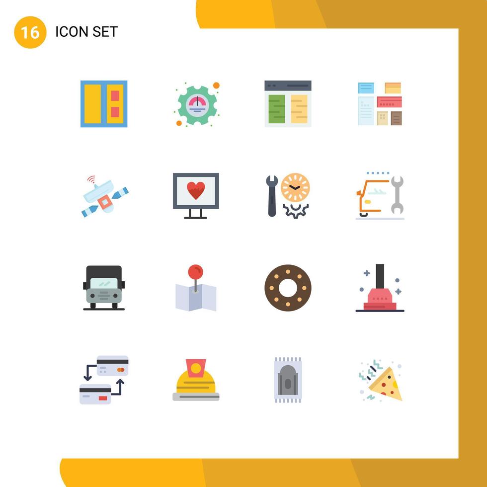 uppsättning av 16 vektor platt färger på rutnät för antenn marknadsföring kommunikation inföding reklam inföding redigerbar packa av kreativ vektor design element
