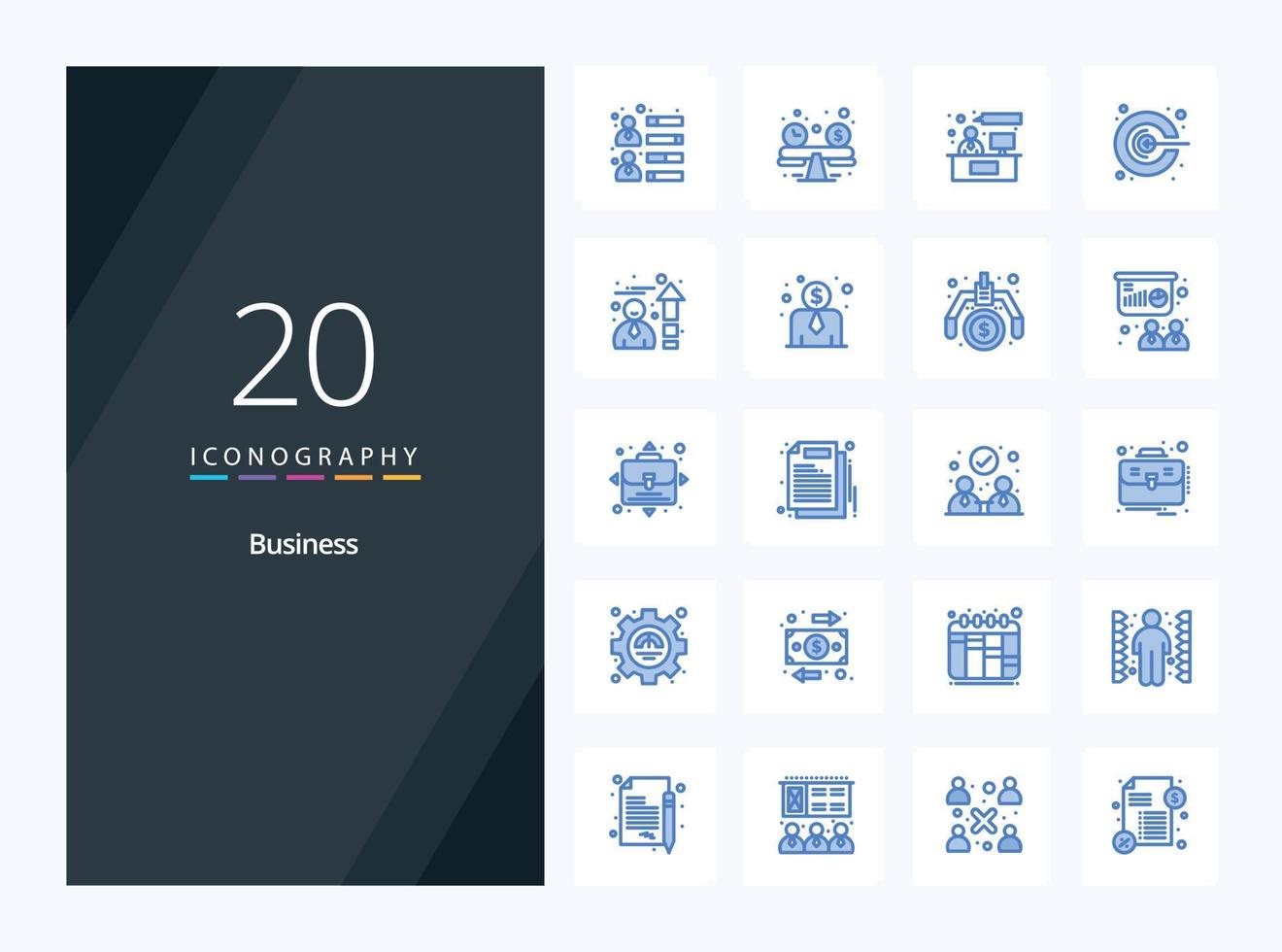20 företag blå Färg ikon för presentation vektor