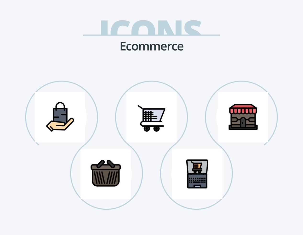 E-Commerce-Linie gefüllt Icon Pack 5 Icon Design. Wagen. Schild. Taschenrechner. Verkauf. E-Commerce vektor