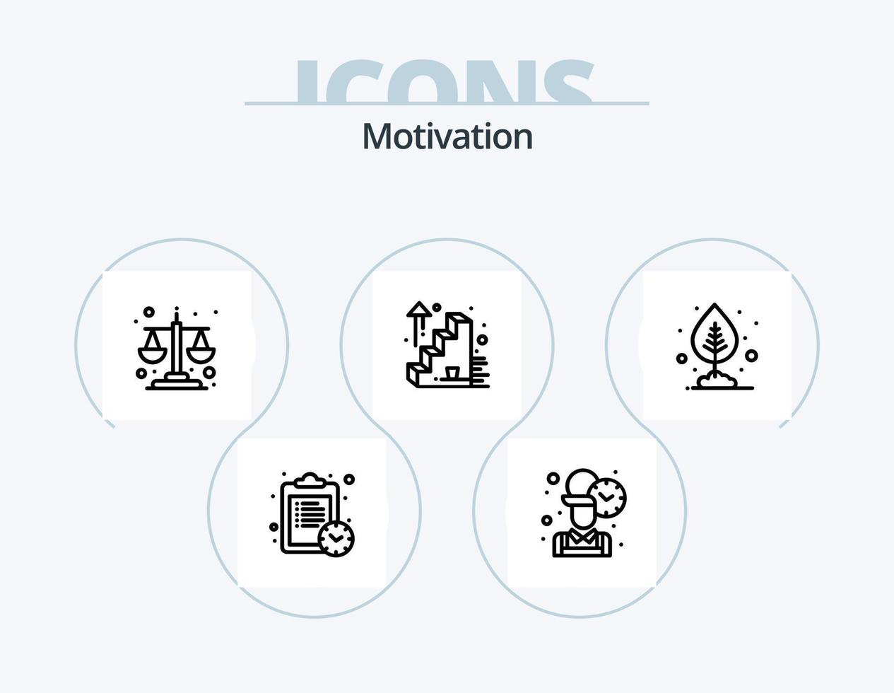 Motivationslinie Icon Pack 5 Icon Design. . . Motivation abschirmen. Sport. Fertig vektor