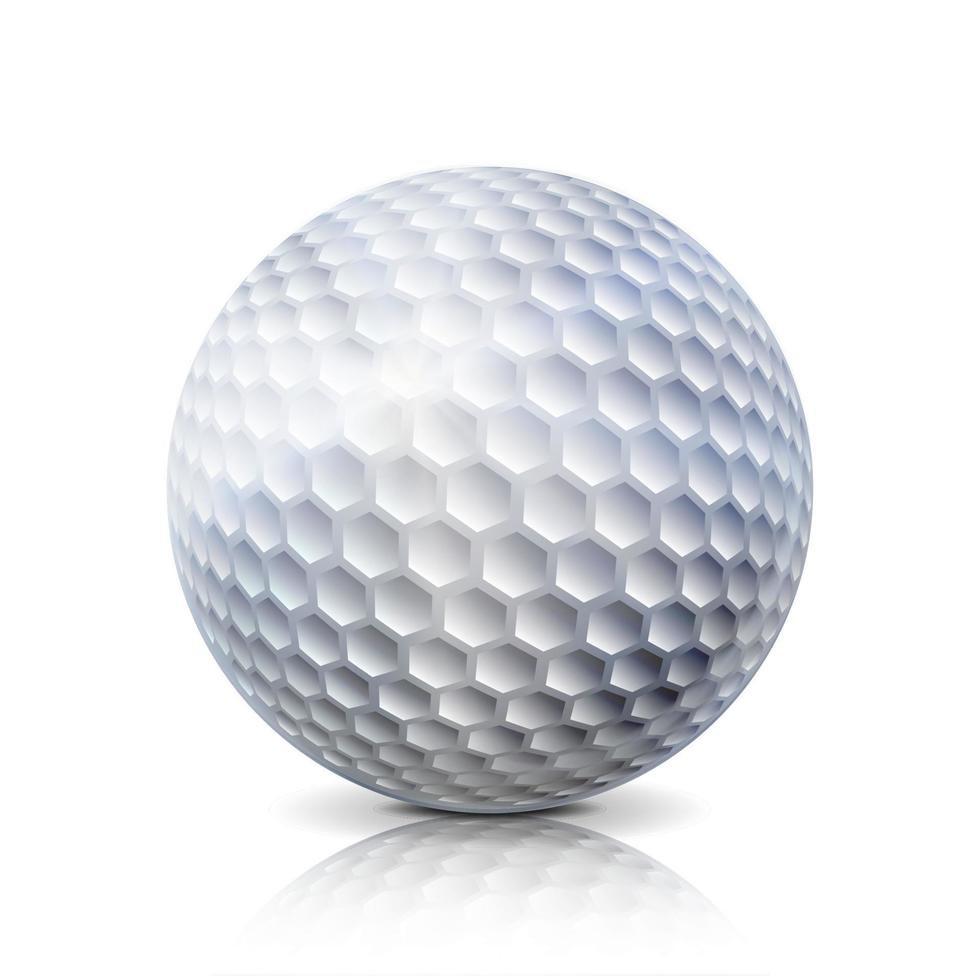 realistisk golf boll isolerat på vit bakgrund. traditionell klassisk golf boll design. tredimensionell. vektor illustration.