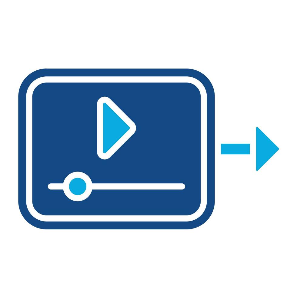 skicka i videoklipp glyf två Färg ikon vektor