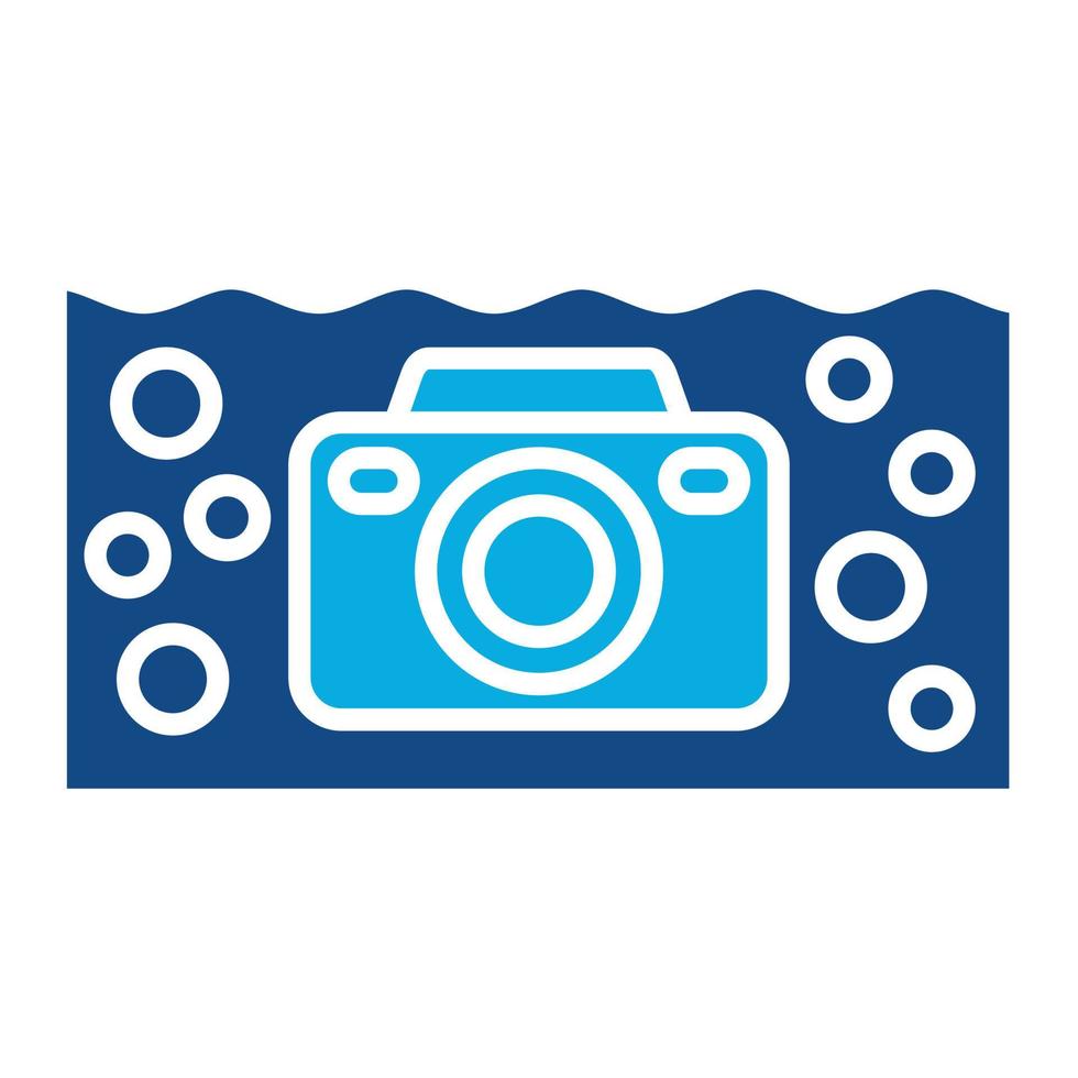 Unterwasserfotografie-Glyphe zweifarbiges Symbol vektor