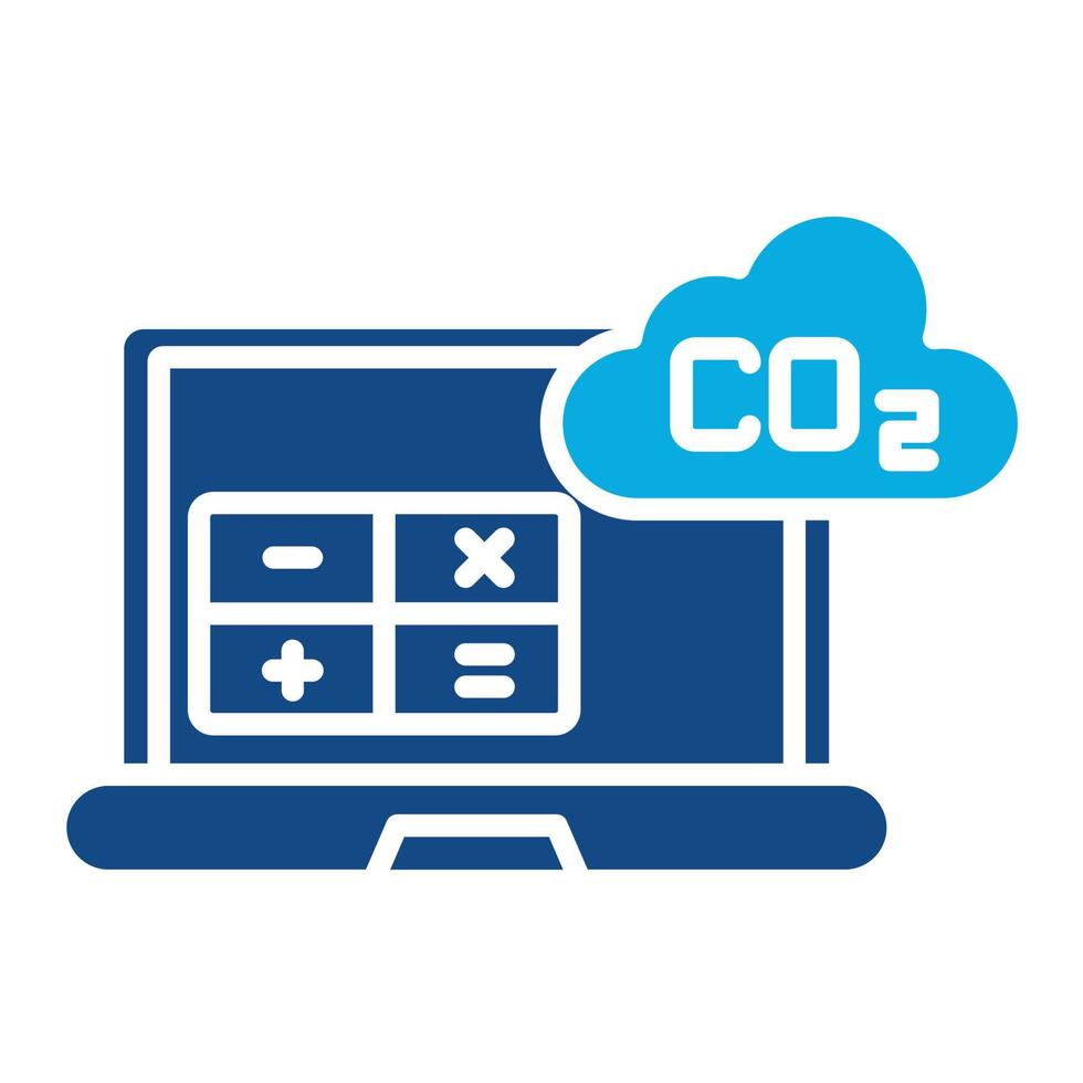 CO2-Fußabdruck-Rechner Glyphe zweifarbiges Symbol vektor