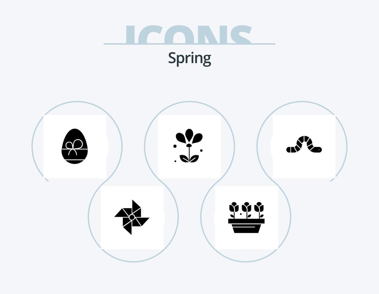Frühlingsglyphen-Icon-Pack 5 Icon-Design. Insekt. Tier. Geschenk. Feder. Blumen- vektor