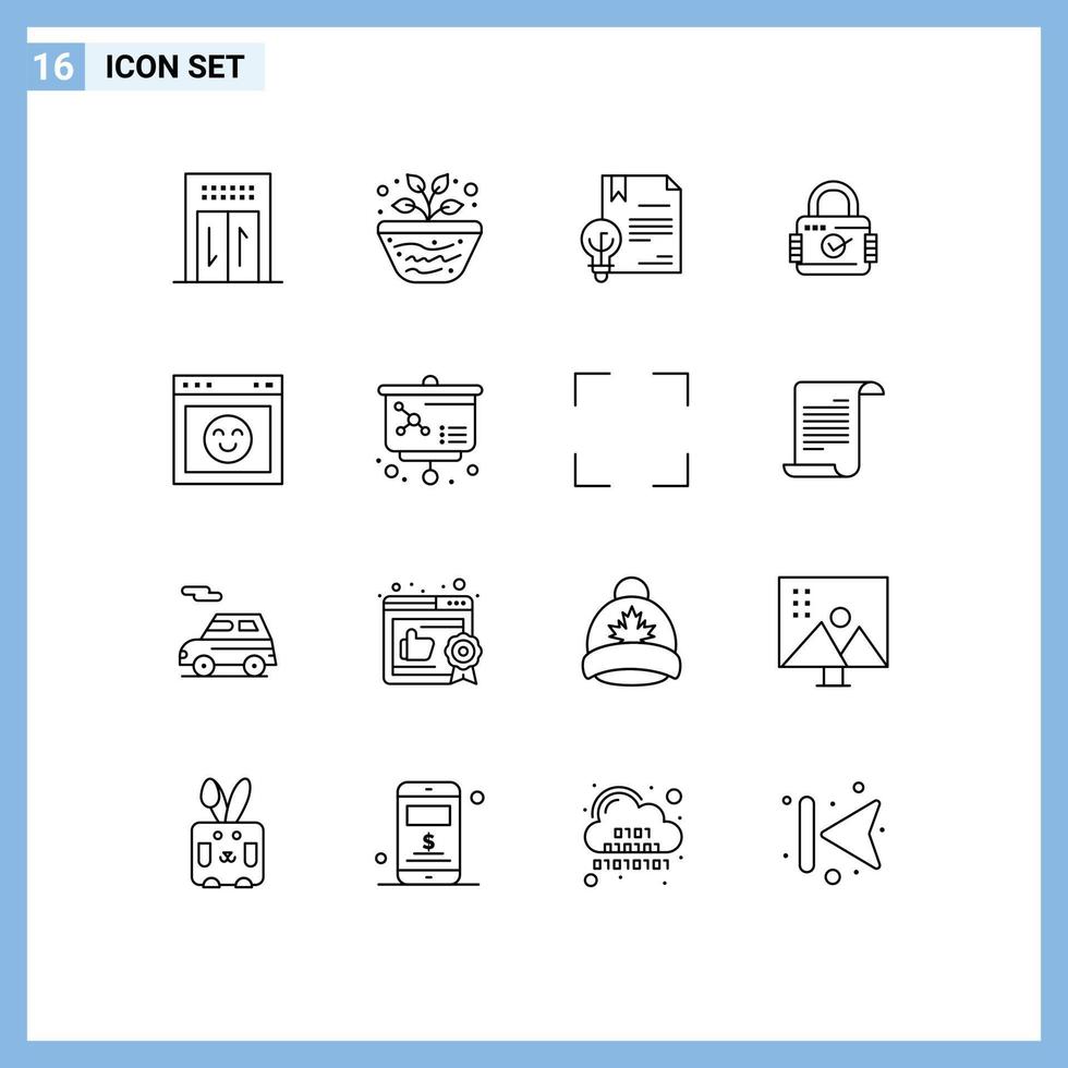 universell ikon symboler grupp av 16 modern konturer av browser säkerhet företag hänglås lag redigerbar vektor design element