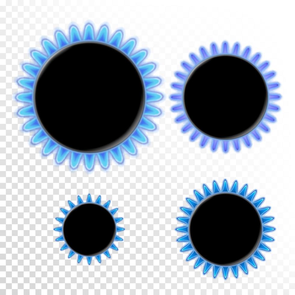 gas brännare uppsättning vektor. blå lågor av gas spis. brinnande naturlig gas. isolerat på transparent bakgrund realistisk illustration vektor