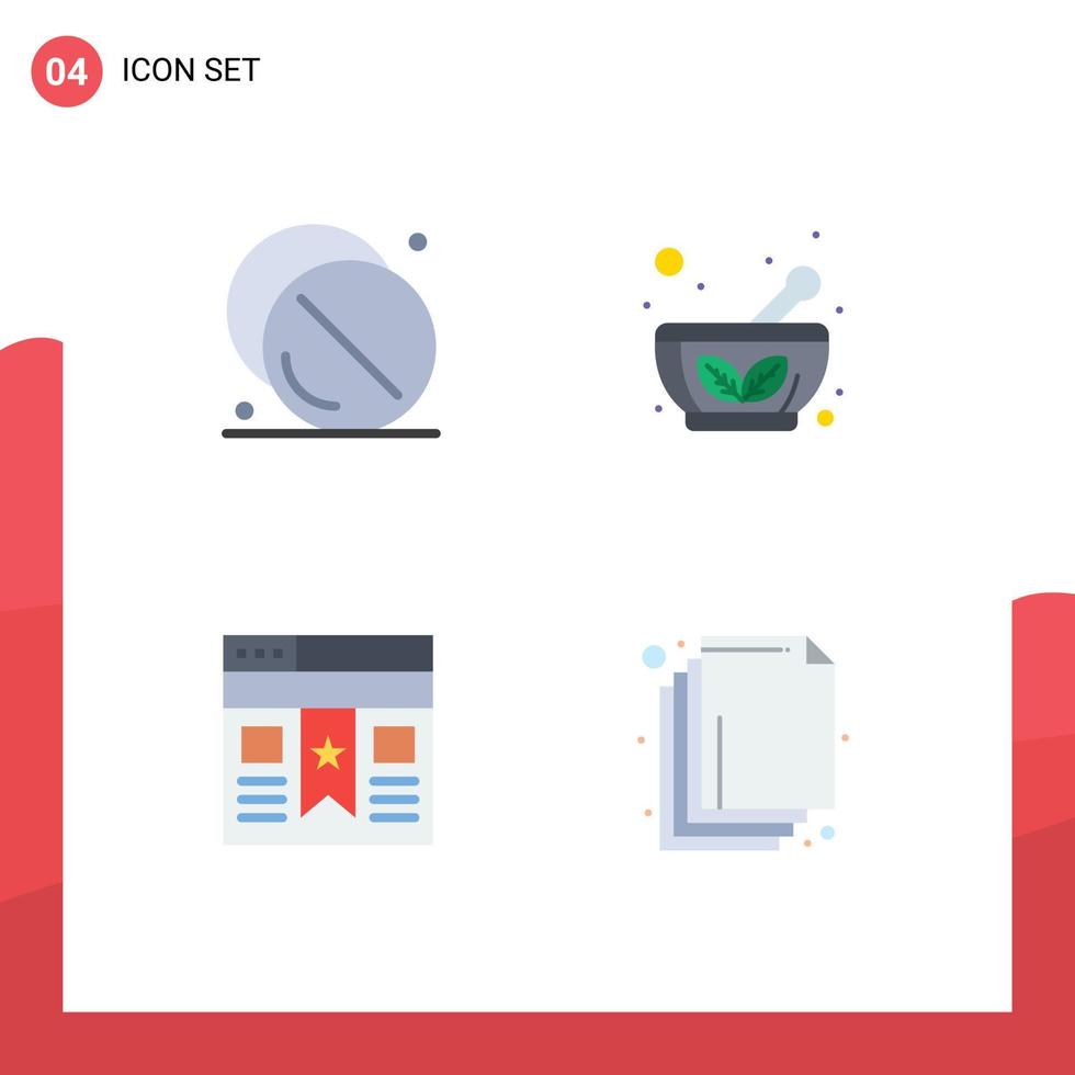 uppsättning av 4 modern ui ikoner symboler tecken för läkemedel bokmärke medicinsk ört- ui redigerbar vektor design element