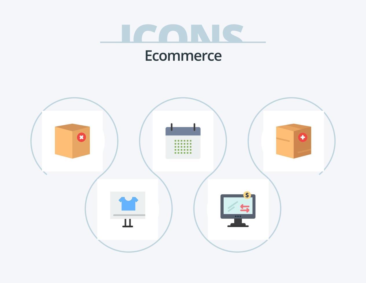 E-Commerce-Flachbild-Icon-Pack 5 Icon-Design. Veranstaltung. Kalender. Einkaufen. geplanter Termin. nein vektor