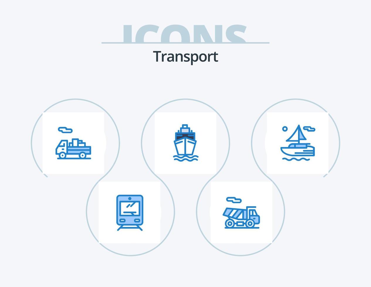 Transport blau Icon Pack 5 Icon Design. . Transport. Versand. Fluss. Transport vektor