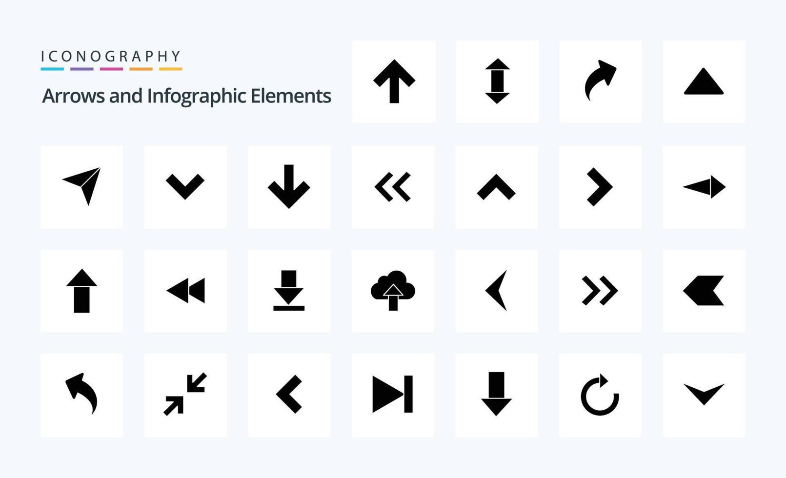 25-Pfeil-Solid-Glyphen-Icon-Pack vektor