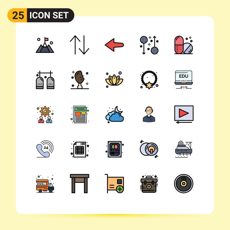 25 universell fylld linje platt Färg tecken symboler av aktiviteter sjukhus vänster sjukvård hälsa redigerbar vektor design element