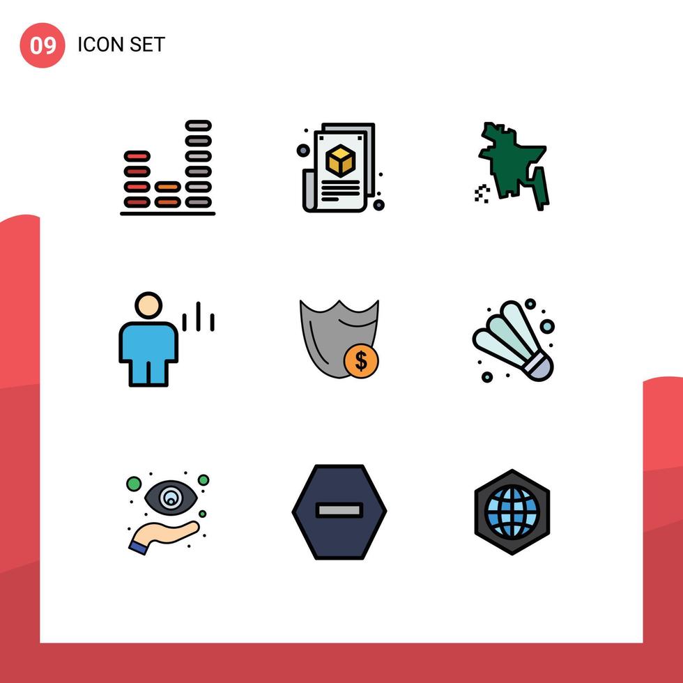 uppsättning av 9 modern ui ikoner symboler tecken för skydda Graf design kropp analys redigerbar vektor design element