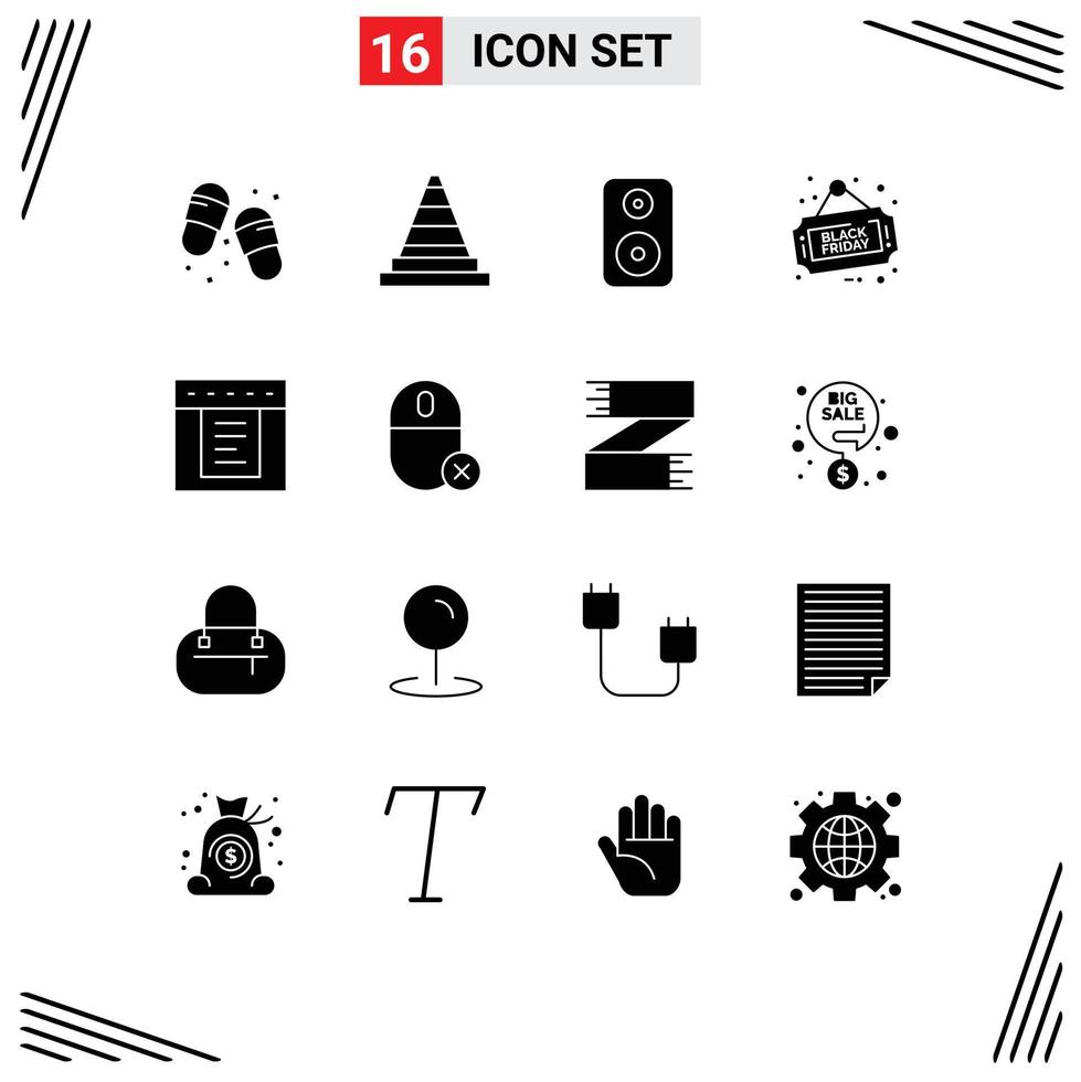 uppsättning av 16 modern ui ikoner symboler tecken för webb falla ner högtalare affär styrelse redigerbar vektor design element