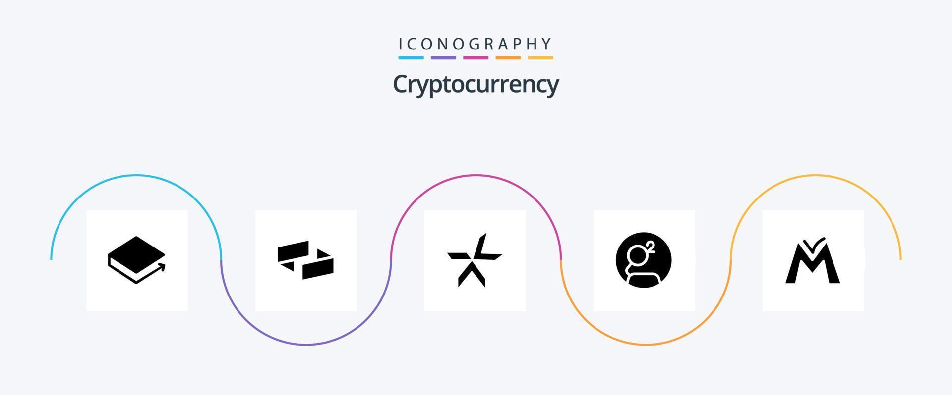 Cryptocurrency Glyph 5 Icon Pack inklusive Coin. Krypto . Kryptowährung. Münze vektor