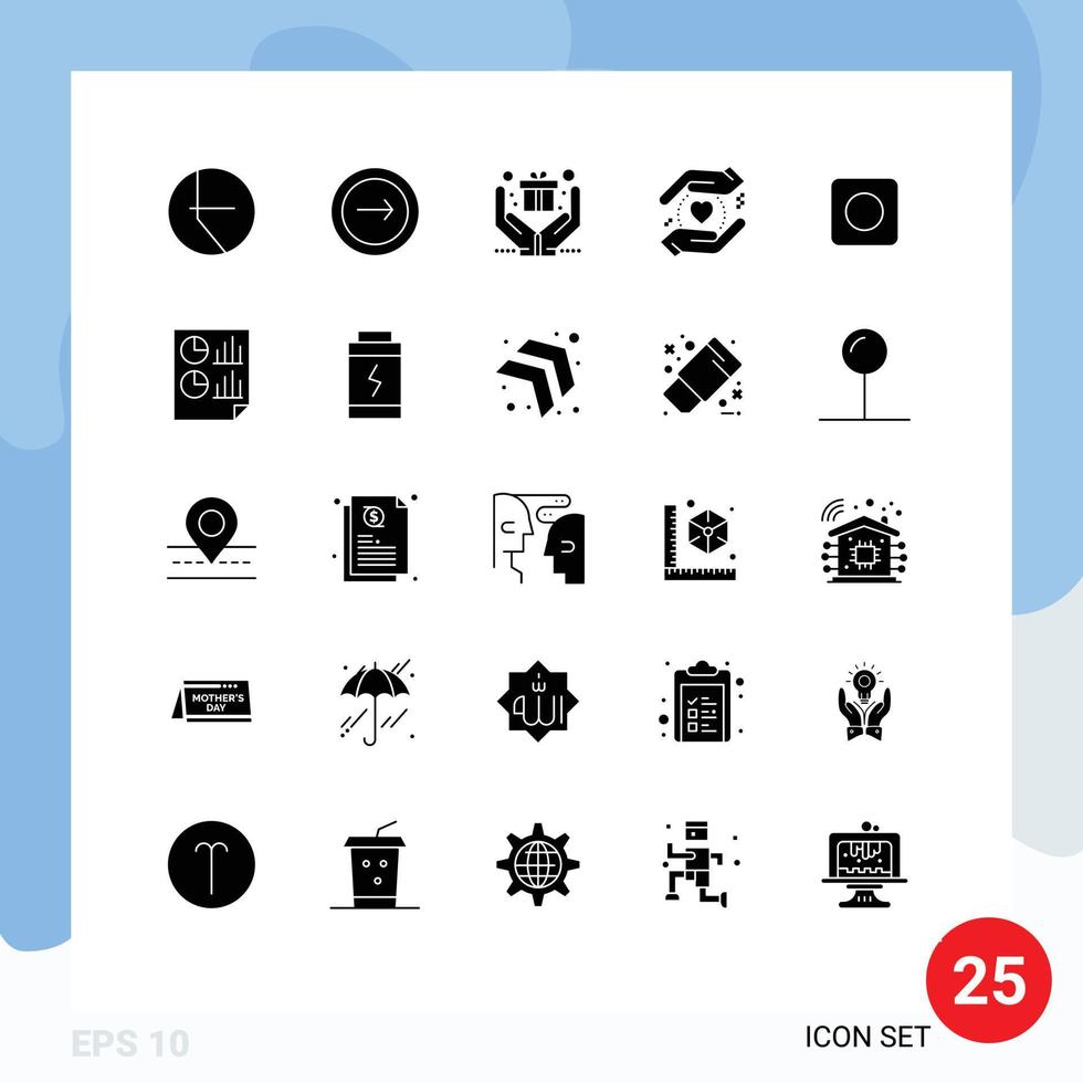 packa av 25 modern fast glyfer tecken och symboler för webb skriva ut media sådan som analys browser gåva app säker redigerbar vektor design element
